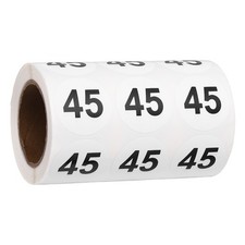 1.2" Small Round Number Stickers Roll, 1000 Pcs Circle Labels, Black Number 45