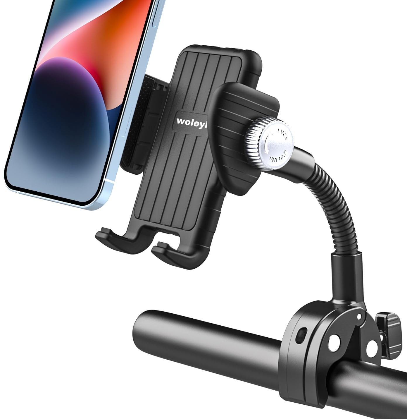Supporto Telefono Bicicletta Passeggino Braccio Collo Oca in Metallo Supporto