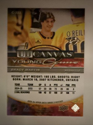 2025-2026 Upper Deck Series 2 #C-223 Brady Martin Young Guns