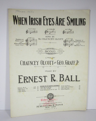 VTG Sheet Music ''When Irish Eyes Are Smiling'' By Olcott, Graff, and Ball