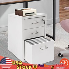 3 Drawer File Cabinet with Lock,Office Under Desk Rolling Filing Cabinet Storage