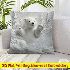 Printing Cute Baby Polar Bear Pattern Plush Pillow Case Housewarming Gift