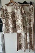 JYY London safari print co ord , white / Beige , One Size