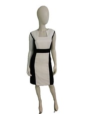 Tahari Arthur S. Levine Black White Sleeveless Sheath knee length Dress Size 8