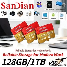High Speed 2TB Micro SDXC Card with Adapter Class 10 V30 Flash Memory Card