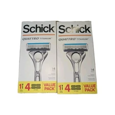 2 New Schick Quattro Titanium Razor and 4 Refill Cartridges