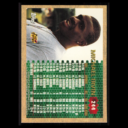 Michael Irvin #244 1996 Topps Dallas Cowboys Football Card NFL NM - Picture 2 of 3