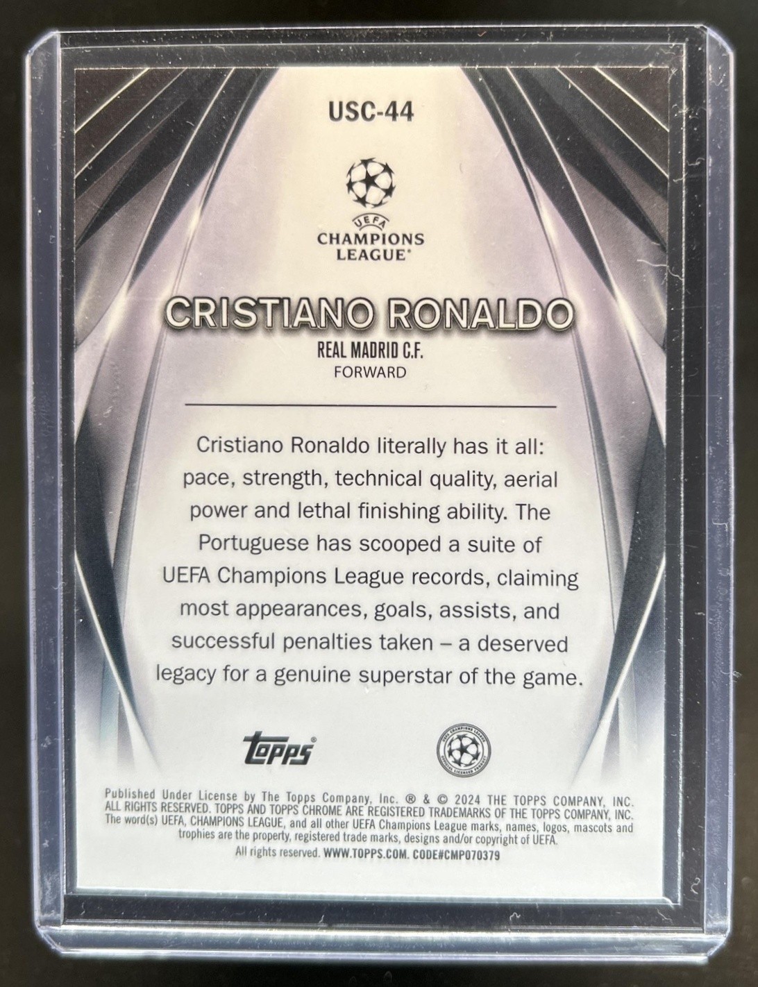 2023-24 Topps UEFA Cristiano Ronaldo Ultimate Stage Chrome #USC-44 Real Madrid view 2