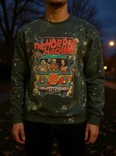 Custom Bleached Horror Movie Crewneck Sweatshirt Slasher Graphic Halloween