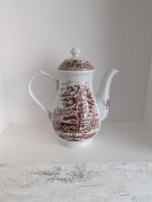 Churchill England Porcelain Tableware Teapot White Brown Farm Yard Design VTG