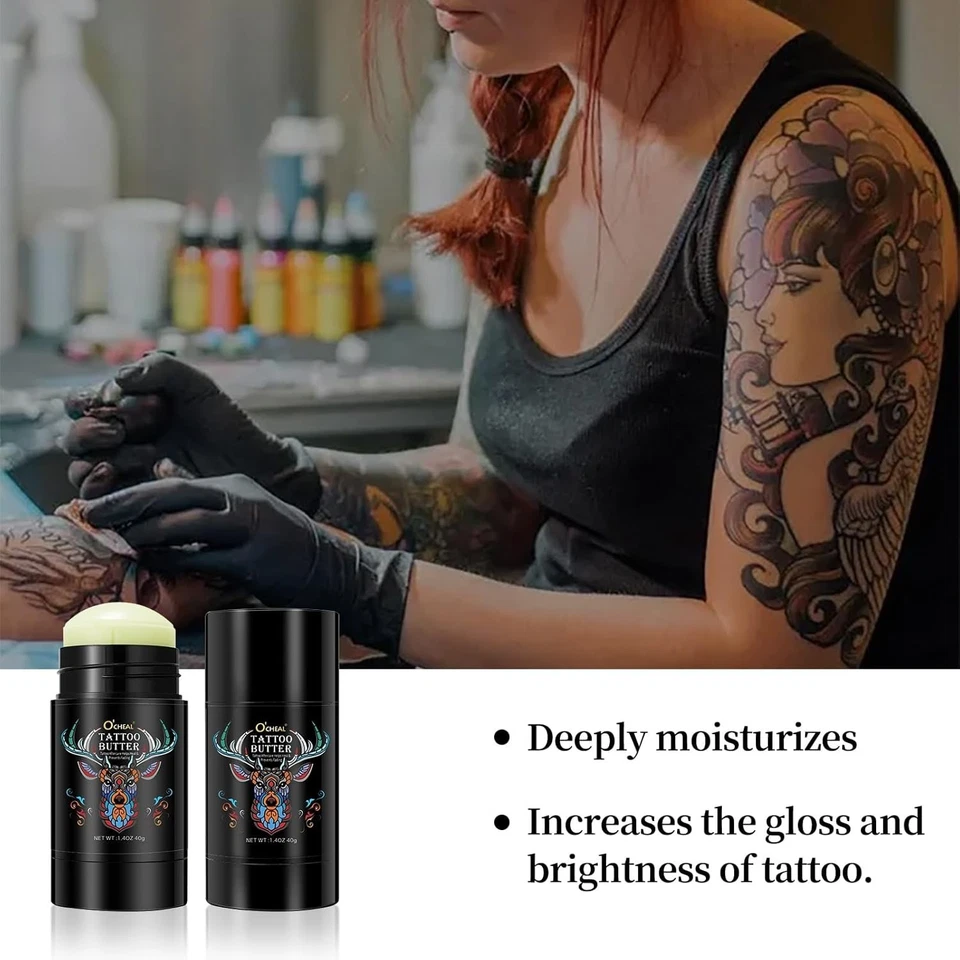 Bálsamo de mantequilla para cuidado posterior del tatuaje, crema hidratante orgánica natural para tatuajes para viejos y Foto 4 de 4