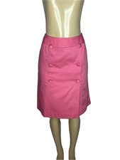 TALBOTS PIQUE WOVEN PINK BUTTON FRONT A LINE SKIRT SZ 10