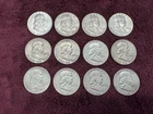 Lot Of 12 Franklin Half Dollar - 90% Silver . No Reserve Auction One Cent Penny!
