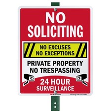 SmartSign 12x10" "No Soliciting - No Excuses" Yard Sign w/ Stake, Aluminum
