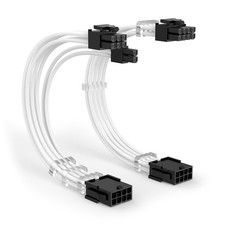8 Pin PCI Express Power Extension Cable, 11.8 inch White Braided GPU Sleeve P...