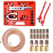 25FT 3/16'' The Latest Copper Coated Brake Line Kit with 16 Fittings and 4