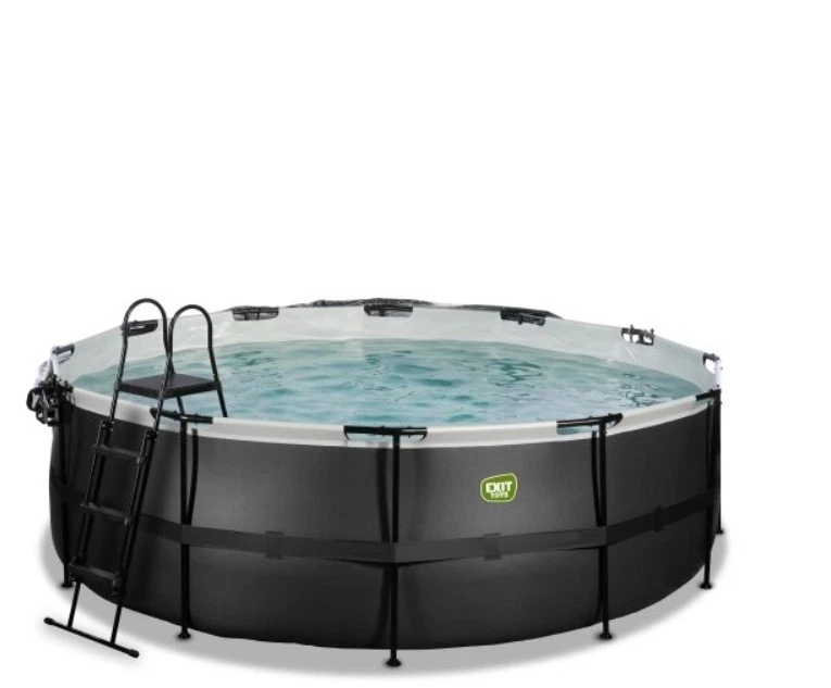 EXIT Black Leather Pool ø427x122cm mit Sandfilterpumpe Abdeckung und Zubehör NEU - Bild 2 von 4