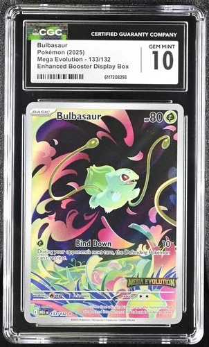 Bulbasaur 133/132 CGC 10 2025 Display Box Mega Evolution Stamped Pokemon English