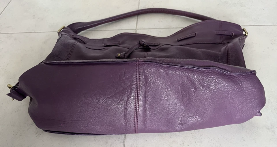 OASIS Purple Leather large tote handbag - Image 4 of 4