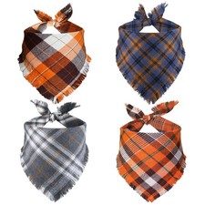 Fall Dog Bandana, 4 Pack Holiday Fall Thanksgiving Day Dog Bandanas with Tass...
