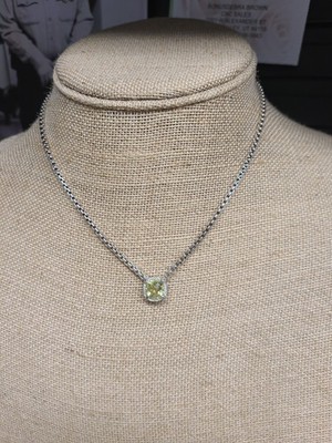 JAI Sterlingsilber Kissen Edelstein & Diamant Halskette Peridot