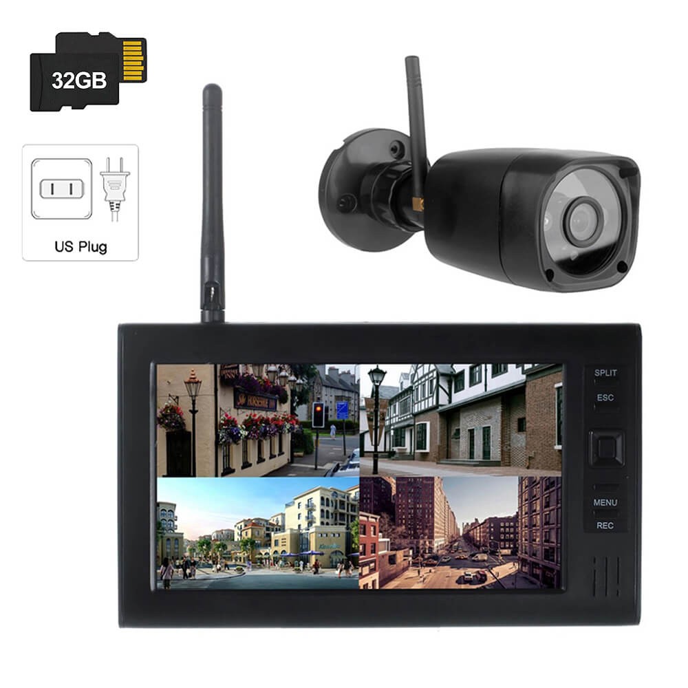 Wireless 4CH 7" Monitor Security Camera System Night Vision 2.4GHZ Digital