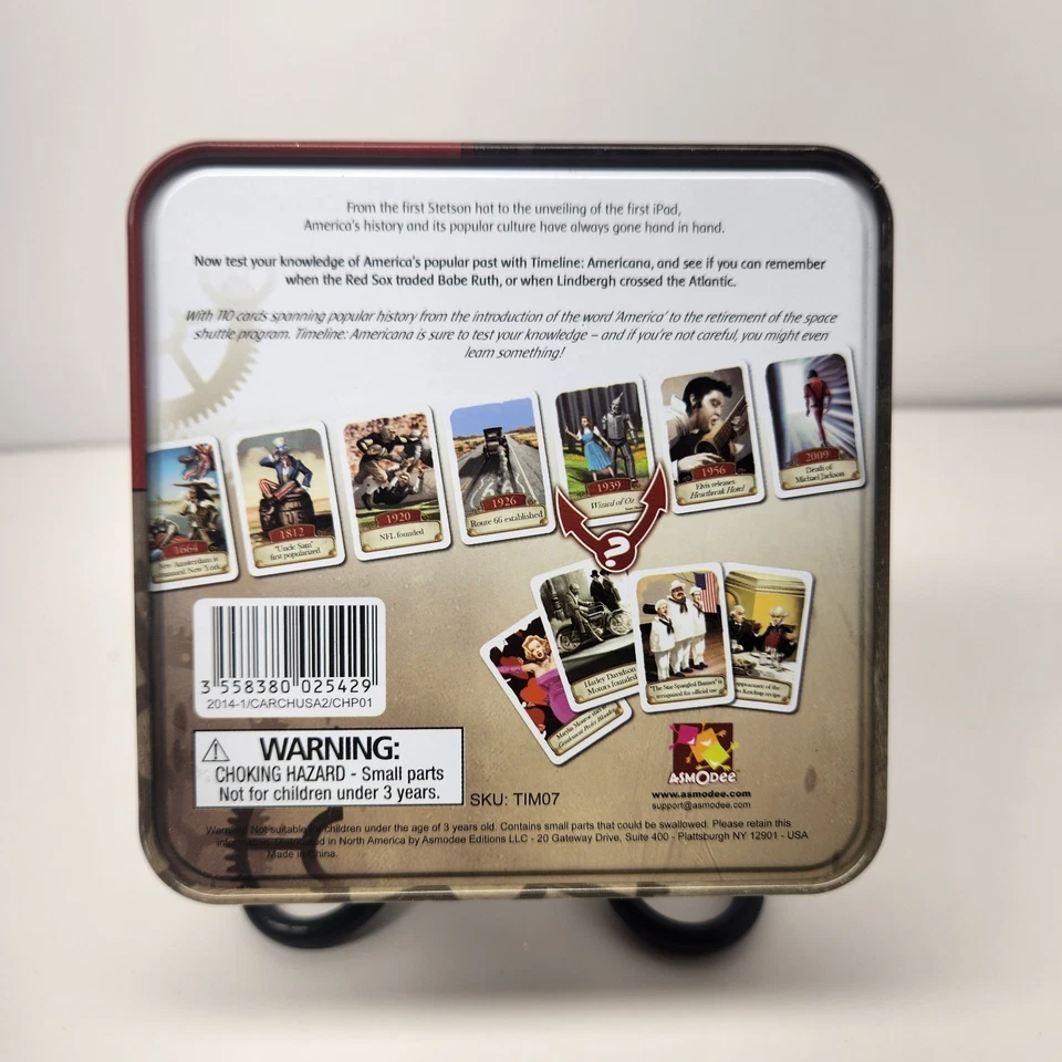 Timeline Americana Card Game Asmodee Tin 100% Complete 110 Cards - Image 2 of 4