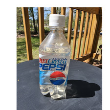 Diet Crystal Pepsi Clear Cola 16 Fl Oz. Full Unopened. Plastic Bottle. Vintage