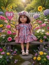 18" Dolls Vintage Flower Dress & Hat Fits Our Generation/  American Girl Dolls 