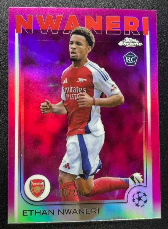 Ethan Nwaneri 2024-25 Topps Chrome UCC Pink Refractor 190/250 RC #158