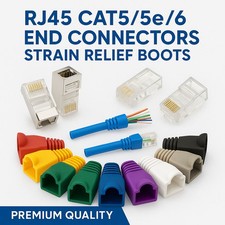RJ45 Connectors & Boots - Cat5e Cat6 Network LAN Ethernet Patch Cable Plug Lot