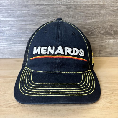 #ad Menards Hat Cap Snap Back Black Yellow Trucker Mesh Mens NASCAR Racing 27 $18.66