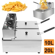 Fritteuse 10L/20L Edelstahl Friteuse Öl mit Kaltzonen Fritöse Elektro Friteuse