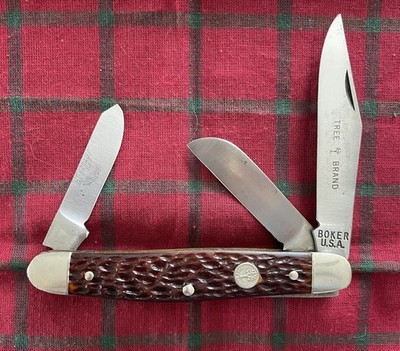 Nice Boker 8573 Tree Brand Stockman Jigged Delrin Handle USA Pocket Knife