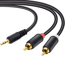 RCA Cables 5FT Stereo Jack to 2RCA Plugs for Smartphone Tablet HDTV DVD Player