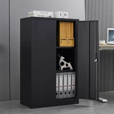 Metal Storage Cabinet with Locking Doors and Adjustable Shelf, Folding Filing St