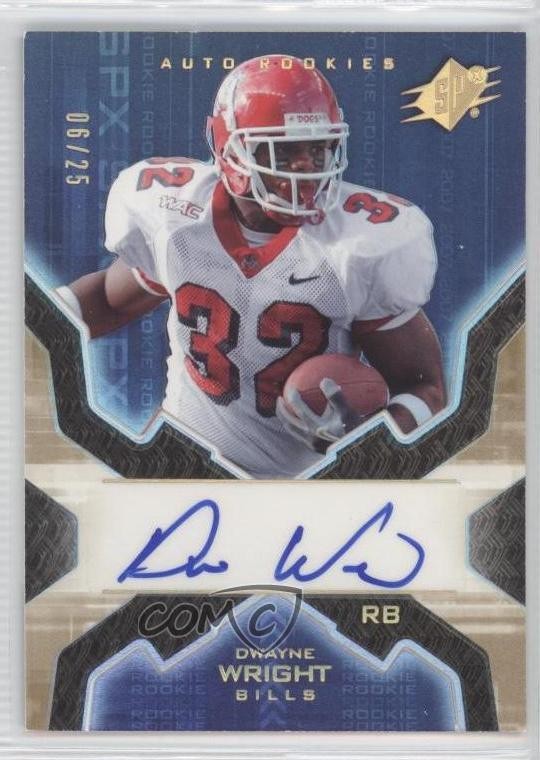 2007 SPx Auto Rookies Gold Holofoil 6/25 Dwayne Wright #173 Rookie Auto RC 0o9