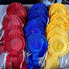 Yorkshire Agricultural Society Rosettes, tie backs. Places 1st to 3rd x six each