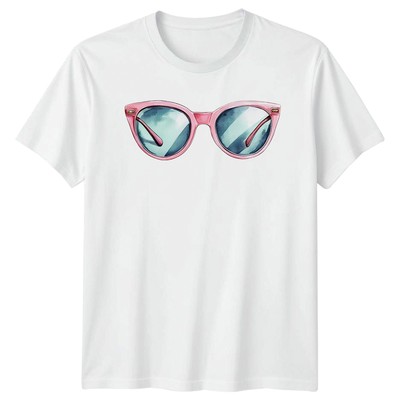 Rosa Sonnenbrille Aquarell Mode Stil Grafik T-Shirt Herren Damen Top