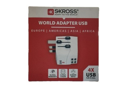 SKROSS PRO Light USB 4xA Universal World Travel Adapter 4 Ports White 1.302461