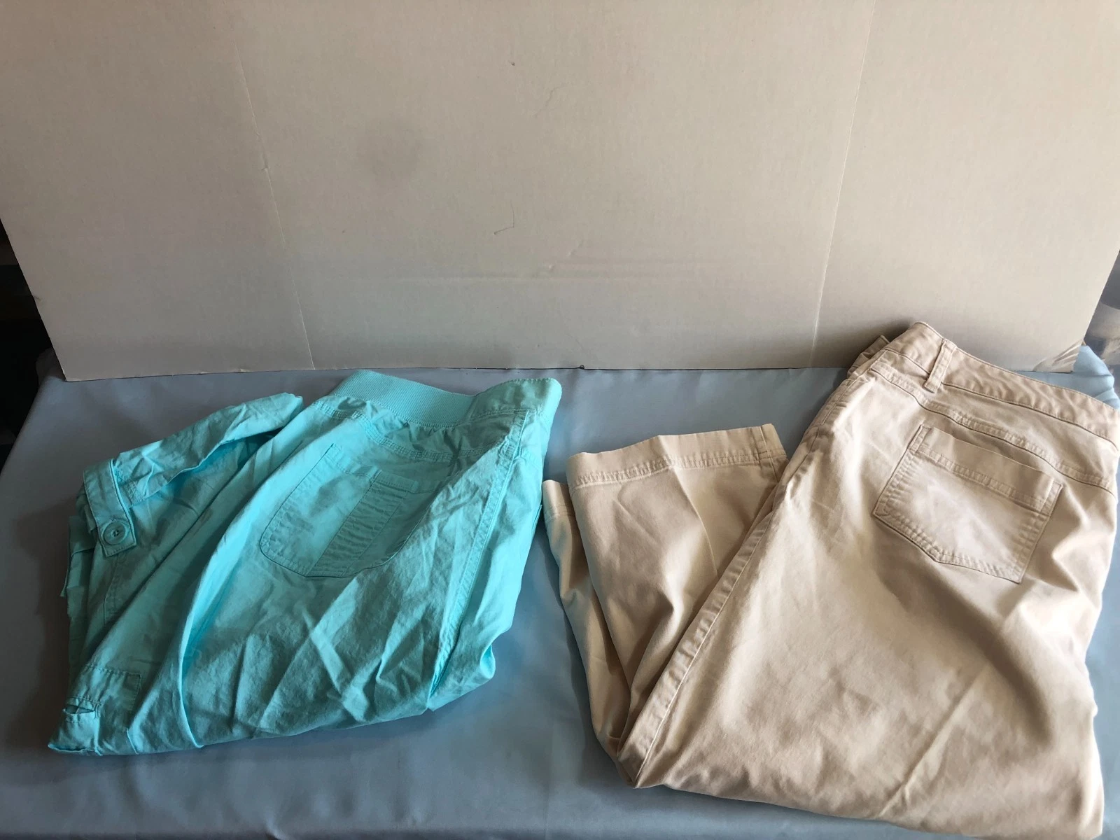 Covington 18 Khaki Capris & CJ Banks 16W Teal Capris - 37" Waist