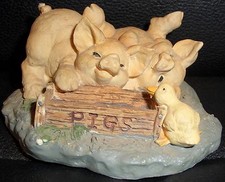 Pigs and a Duck Figurine, Truffles, Russ Berrie