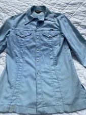Vintage Wrangler Mens Blue Denim Jean Shirt-Jacket 2-Front pockets Med Leisure
