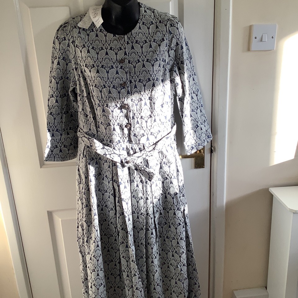 Stunning Ladies Long Occasion Jacquard Dress Grey Blue … Brand New With