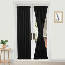 French Door Curtains Rod Pocket Thermalout Curtain for 25 x 72 1P Black