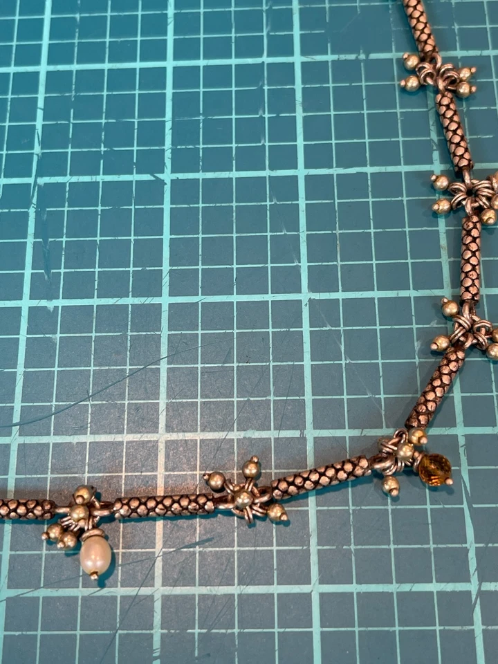 Collar Michael Dawkins de plata de ley 925, perlas y cuentas de piedras preciosas Foto 2 de 4