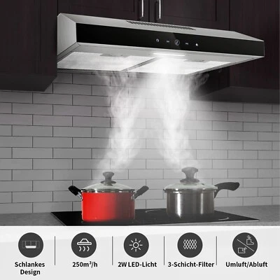 TOPSTRONG 60cm Unterschrank Dunstabzugshaube LED Abluft Umluft Touch Panel