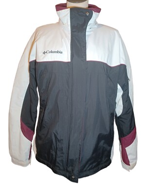Womens Columbia Winter Jacket Size XL Black/white/ Burgundy