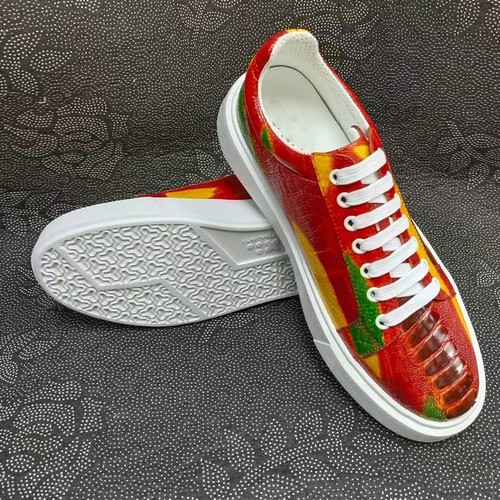 Schuhe echtes Straußenleder Herren Turnschuhe Handarbeit rot Größe 6-11US - Bild 8 von 9