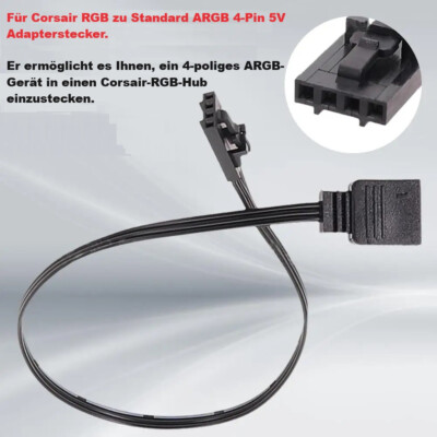   Corsair 4 Pin RGB Zu Standard ARGB 5V 3 Pin Anschluss Adapter - QL LL120 ICUE 